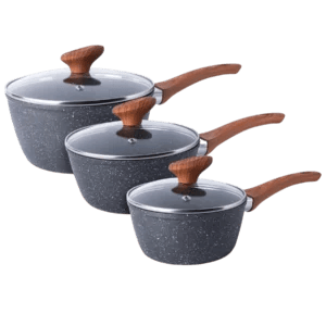 3-Piece Non-Stick Induction Saucepan Set – 16cm 18cm 20cm