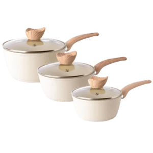 3-Piece Non-Stick Induction Saucepan Set – 16cm 18cm 20cm