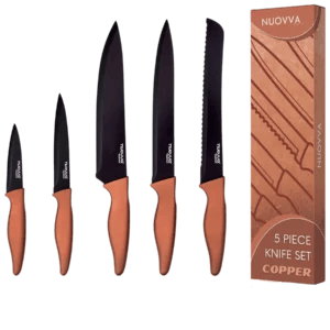 5-Piece Kitchen Knife Set – Chef, Filleting, Bread, Paring, Utility – Non-Stick