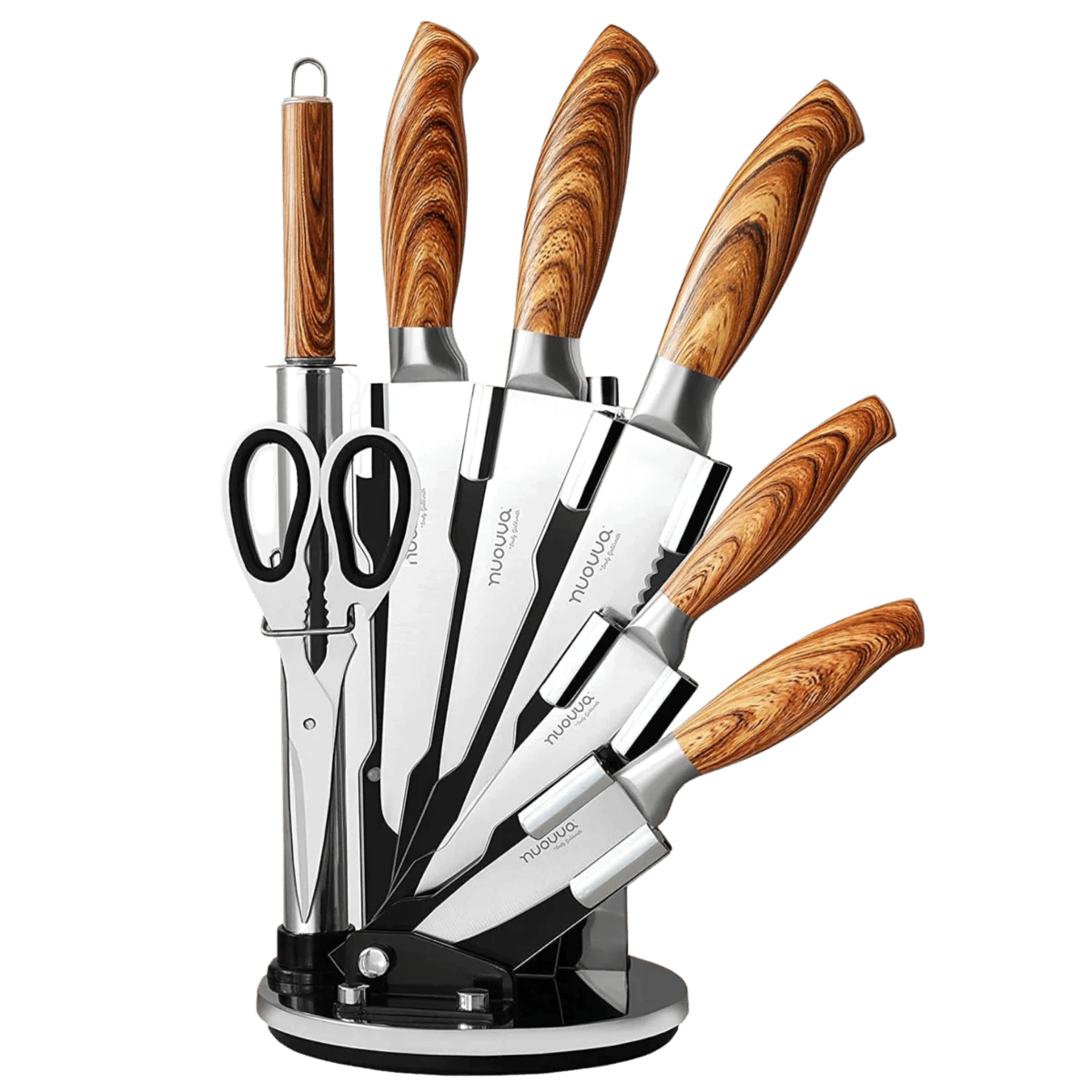 Stainless Steel Kitchen Knife Set with 360° Rotating Block – 7Pcs