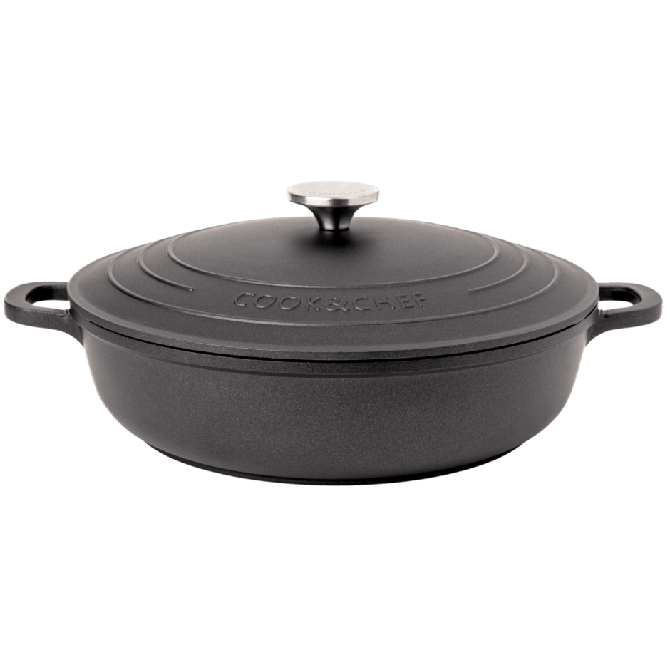 Aluminium Dutch Oven Pot with Lid & Ergonomic Handles Lightweight (3.9L, 28cm)